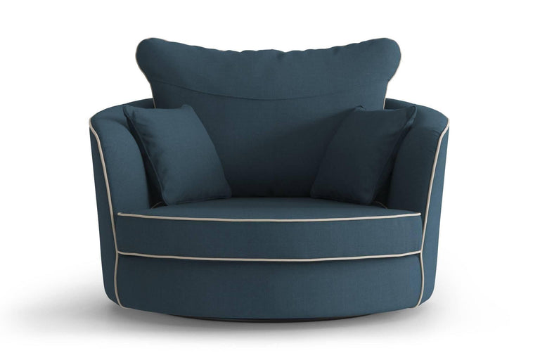 Fauteuil Vendôme linnen draaibaar met contrast piping