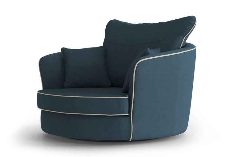 Fauteuil Vendôme linnen draaibaar met contrast piping