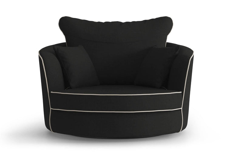 Fauteuil Vendôme linnen draaibaar met contrast piping