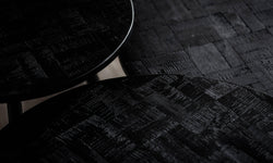 Set van 3 salontafels Noir visgraat teakhout rond
