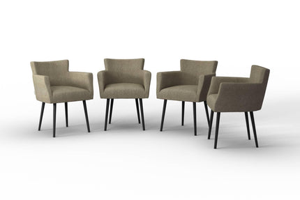 Set van 4 eetkamerstoelen Billie linnen