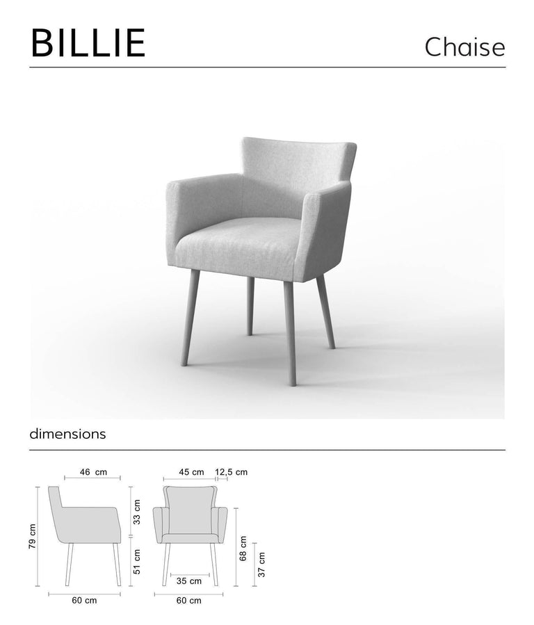 Set van 4 eetkamerstoelen Billie linnen