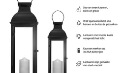 Set van 2 windlichten met electrische kaarsen