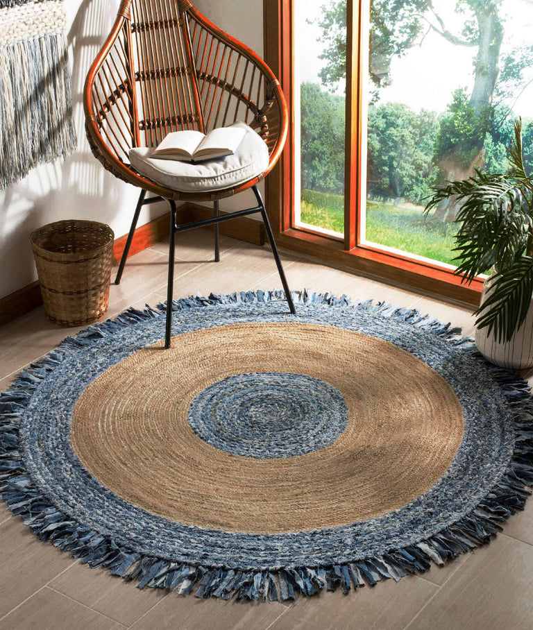 Vloerkleed Jenoa rond handgemaakt jute