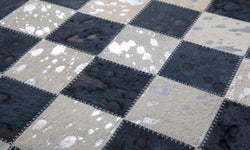 Vloerkleed Check handgemaakt leer