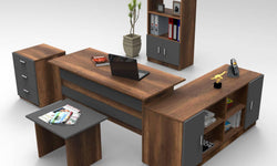 Set van bureau met bijzettafel en 3 opbergkasten Jill