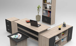 Set van bureau met bijzettafel en 3 opbergkasten Jill
