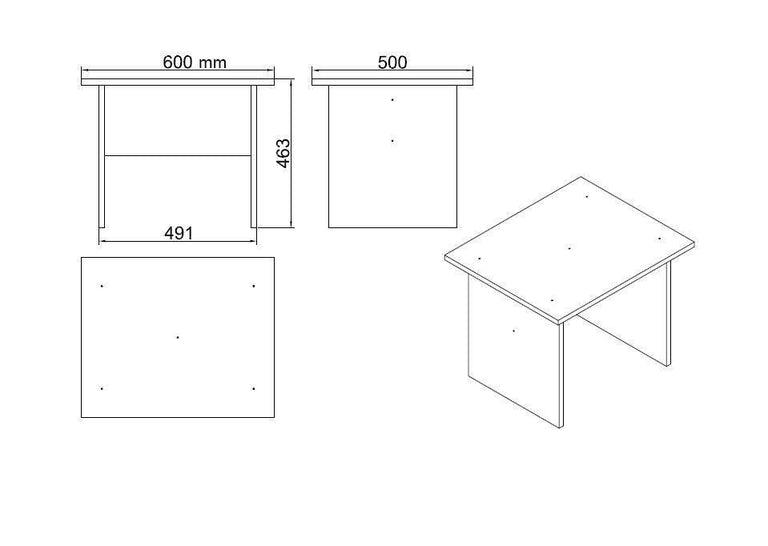 Set van bureau met bijzettafel en 3 opbergkasten Jill