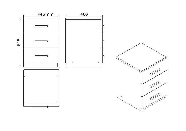 Set van bureau met bijzettafel en 3 opbergkasten Jill