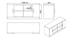 Set van bureau met bijzettafel en 3 opbergkasten Jill