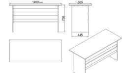Set van bureau met bijzettafel en 3 opbergkasten Jill