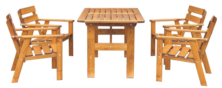 Set van 4 tuinstoelen + tuintafel Venta