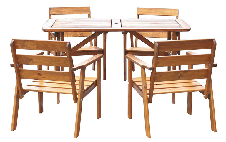 Set van 4 tuinstoelen + tuintafel Venta