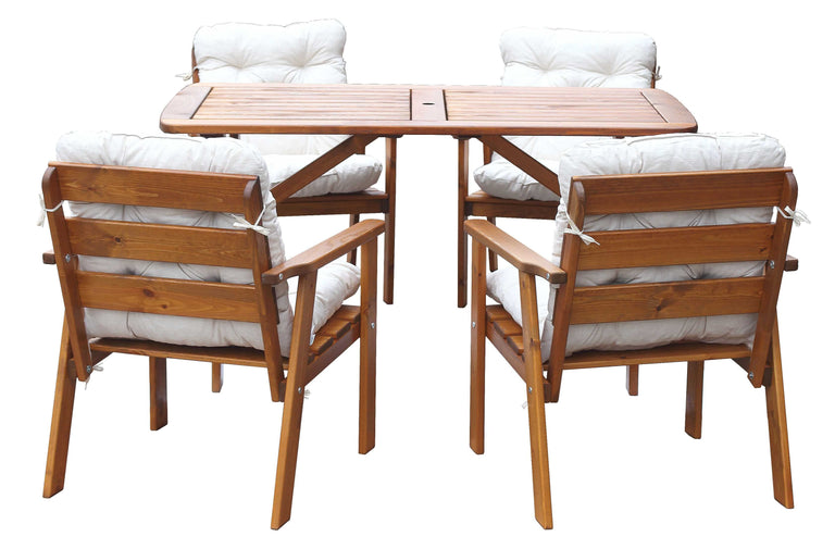 Set van 4 tuinstoelen + tuintafel Venta met kussens