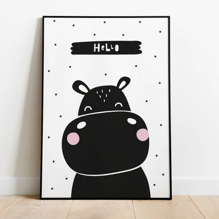 Kinderkamer Poster Nijlpaard Hello