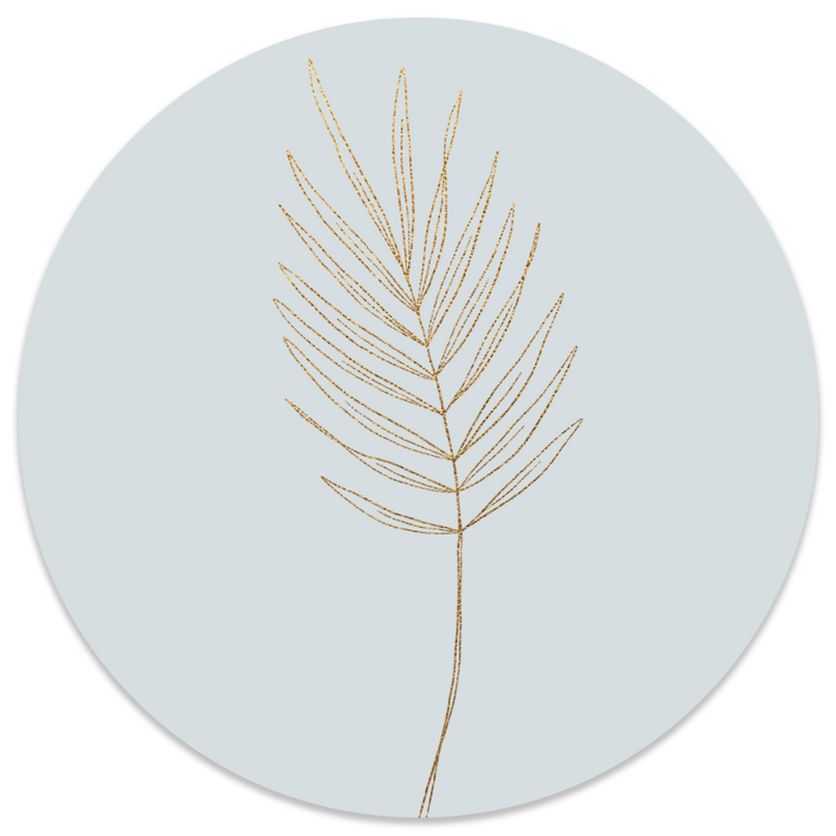 Wanddecoratie cirkel Leaf Blue Gold outdoor