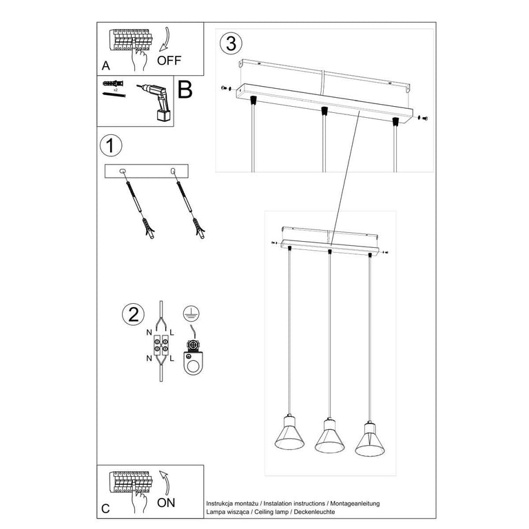 3-lichts hanglamp Taleja met E27 fitting