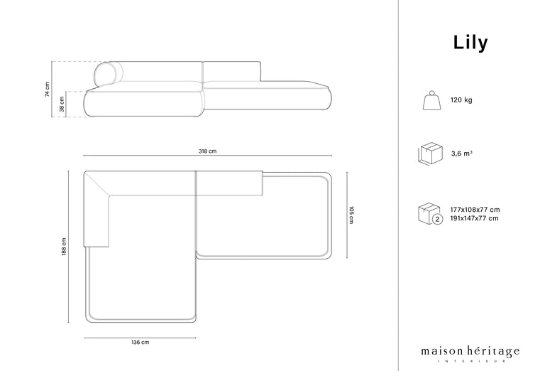 Hoekbank Lily links chenille
