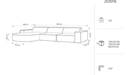 4-zits hoekbank Jodie velvet Chaise Longue links