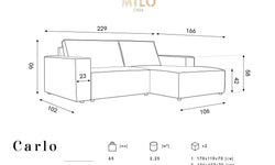 Hoekbank Carlo rechts ribstof