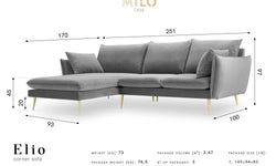 3.5-zitshoekbank Elio links velvet