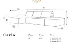 4.5-zitshoekbank Carlo links ribstof