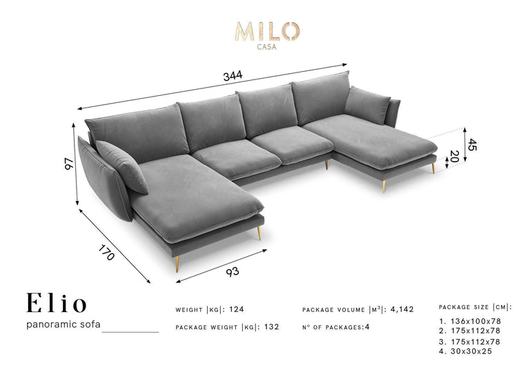 5-zitshoekbank Elio velvet