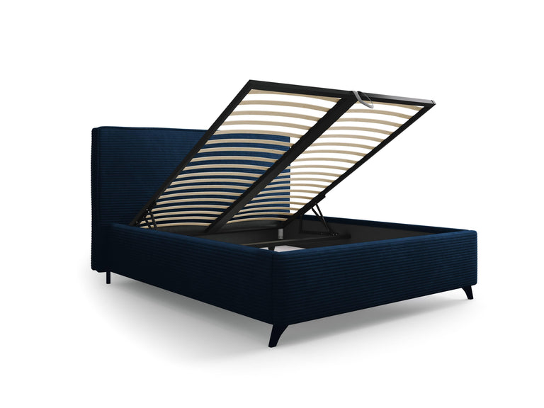 Bedframe Malou ribstof met opbergruimte