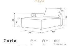 Chaise Longue Carlo links ribstof