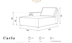 Chaise Longue Carlo links ribstof