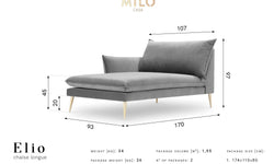 Chaise Longue Elio links velvet