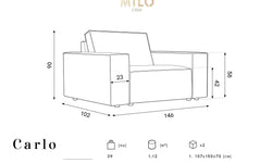 Loveseat Carlo ribstof