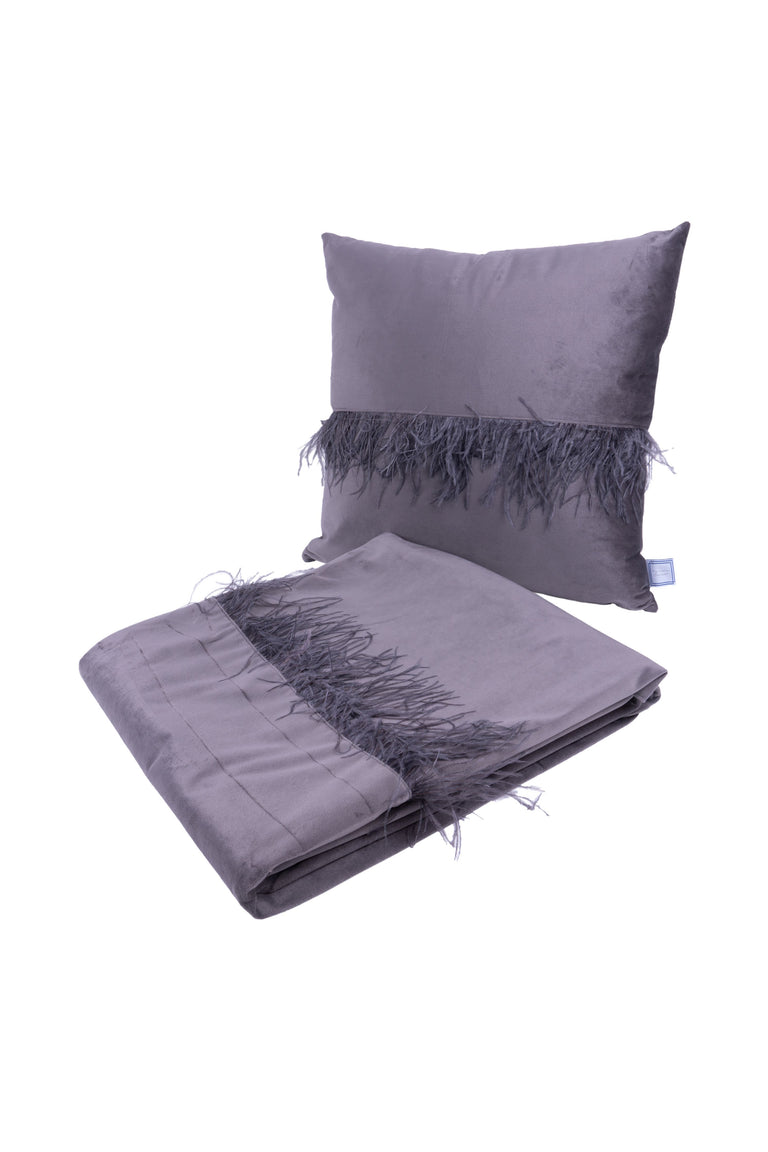 Set van deken en Sierkussen Feathers