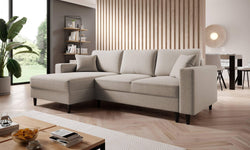 Hoekbank Malena velvet links met slaapfunctie