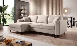 Hoekbank Malena velvet links met slaapfunctie