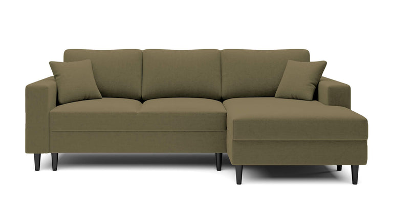 Hoekbank Malena velvet rechts met slaapfunctie