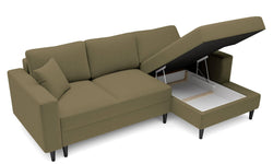 Hoekbank Malena velvet rechts met slaapfunctie