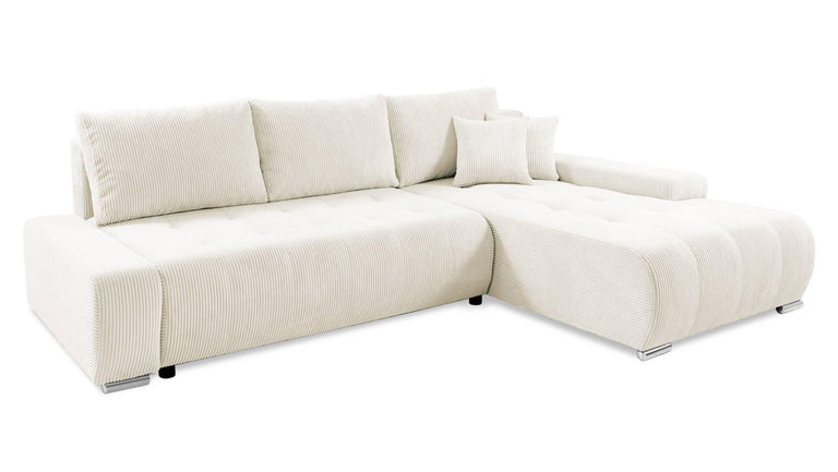 Hoekbank Olivia rechts ribstof met slaapfunctie