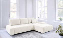 Hoekbank Olivia rechts ribstof met slaapfunctie