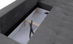 Hoekbank Olivia rechts ribstof met slaapfunctie