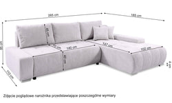 Hoekbank Olivia rechts ribstof met slaapfunctie