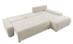 Hoekbank Olivia rechts ribstof met slaapfunctie