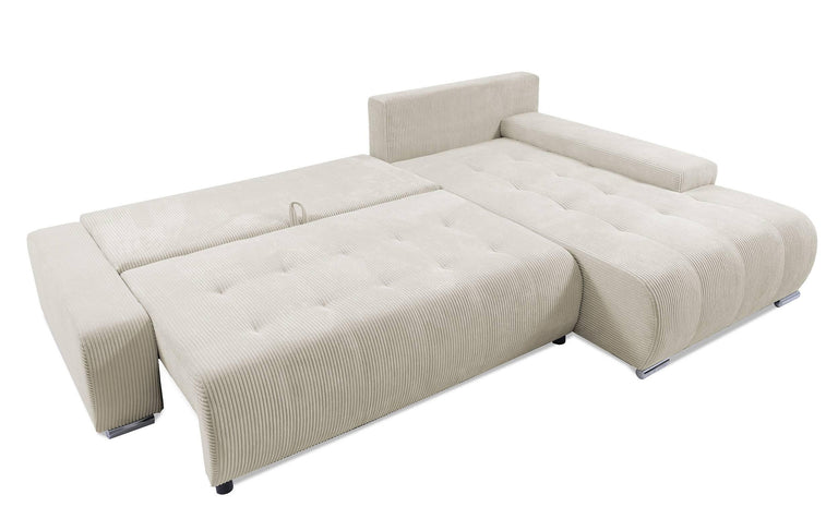 Hoekbank Olivia rechts ribstof met slaapfunctie