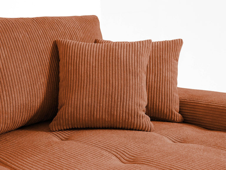 Hoekbank Olivia rechts ribstof met slaapfunctie