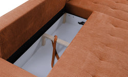 Hoekbank Olivia rechts ribstof met slaapfunctie