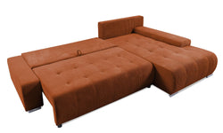 Hoekbank Olivia rechts ribstof met slaapfunctie