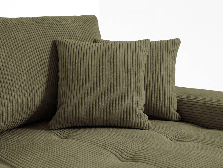 Hoekbank Olivia rechts ribstof met slaapfunctie