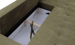 Hoekbank Olivia rechts ribstof met slaapfunctie