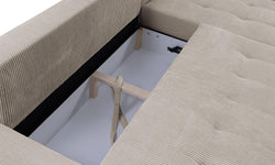 Hoekbank Olivia rechts ribstof met slaapfunctie