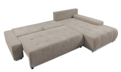Hoekbank Olivia rechts ribstof met slaapfunctie